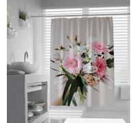 Boho Romantique Rideaux de Salle de Bain Gerbera Tulipes Rideau de Douche Fleurs colorées élégantes Rideaux de Bain Tissu Polyester imperméable Lavable 180 x 220 cm