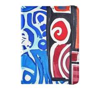 Boho Rouge Bleu Texture Irrégulière Cuir Passeport Card Holder Cover Combo pour Voyage Portefeuille Combo Cute Passeport Book pour homme Ultra Slim, Texture irrégulière bohème rouge bleu, 1 size