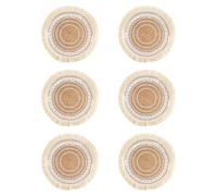 Boho Round Set Of 6-38x38x0.1cm Kitchen Plate Mats For Dining Table | Bohemian Burlap Circle Placemat, Handmade Woven Round Table Mats For Home Wedding Parties