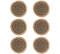 Boho Round Set Of 6-38x38x0.1cm Kitchen Plate Mats For Dining Table | Bohemian Burlap Circle Placemat, Handmade Woven Round Table Mats For Home Wedding Parties