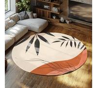 Boho Salon Salon Rond Tapis 160cm Abstrait Chambre Doux Cercle Tapis lavables antidérapants pour Bureau à Domicile entrée Vintage Feuille botanique