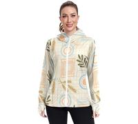 Boho Simple Modern Crop Sweat à capuche zippé intégral léger Protection UPF 50+ Randonnée en plein air, Boho Simple Modern Crop, XL