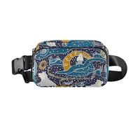 Boho Space Polar Bear Sac banane tendance pour homme et femme Sac banane multifonction à fermeture éclair avec sangle réglable pour voyage, gym, travail
