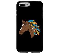 Boho Spirit Cheval Marron avec Plumes colorées dans la crinière Coque pour iPhone 7 Plus/8 Plus