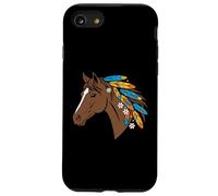 Boho Spirit Cheval Marron avec Plumes colorées dans la crinière Coque pour iPhone SE (2020) / 7/8