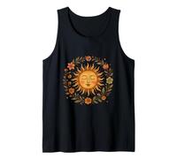 Boho Spiritual Sun Bohème avec Couronne Florale Art Débardeur