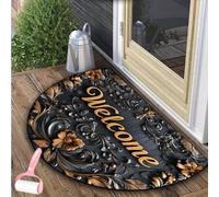 Boho Style Semicircular Door Mat,Half Round Absorbent Carpet,Front Door Entryway Rug,Easy Clean Non Slip Soft Floor Carpet for Indoor Outdoor Entrance Bathroom Dorm