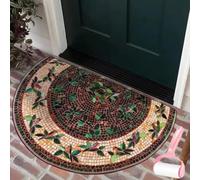 Boho Style Semicircular Door Mat,Half Round Absorbent Carpet,Front Door Entryway Rug,Easy Clean Non Slip Soft Floor Carpet for Indoor Outdoor Entrance Bathroom Dorm