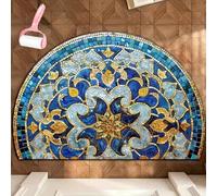 Boho Style Semicircular Door Mat,Half Round Absorbent Carpet,Front Door Entryway Rug,Easy Clean Non Slip Soft Floor Carpet for Indoor Outdoor Entrance Bathroom Dorm