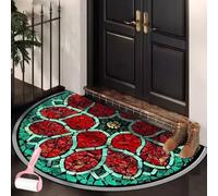Boho Style Semicircular Door Mat,Half Round Absorbent Carpet,Front Door Entryway Rug,Easy Clean Non Slip Soft Floor Carpet for Indoor Outdoor Entrance Bathroom Dorm