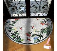 Boho Style Semicircular Door Mat,Half Round Absorbent Carpet,Front Door Entryway Rug,Easy Clean Non Slip Soft Floor Carpet for Indoor Outdoor Entrance Bathroom Dorm