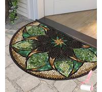 Boho Style Semicircular Door Mat,Half Round Absorbent Carpet,Front Door Entryway Rug,Easy Clean Non Slip Soft Floor Carpet for Indoor Outdoor Entrance Bathroom Dorm