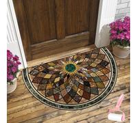 Boho Style Semicircular Door Mat,Half Round Absorbent Carpet,Front Door Entryway Rug,Easy Clean Non Slip Soft Floor Carpet for Indoor Outdoor Entrance Bathroom Dorm