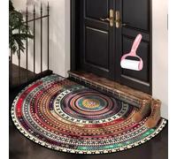 Boho Style Semicircular Door Mat,Half Round Absorbent Carpet,Front Door Entryway Rug,Easy Clean Non Slip Soft Floor Carpet for Indoor Outdoor Entrance Bathroom Dorm