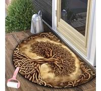 Boho Style Semicircular Door Mat,Half Round Absorbent Carpet,Front Door Entryway Rug,Easy Clean Non Slip Soft Floor Carpet for Indoor Outdoor Entrance Bathroom Dorm