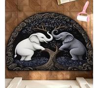 Boho Style Semicircular Door Mat,Half Round Absorbent Carpet,Front Door Entryway Rug,Easy Clean Non Slip Soft Floor Carpet for Indoor Outdoor Entrance Bathroom Dorm