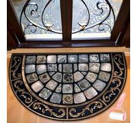 Boho Style Semicircular Door Mat,Half Round Absorbent Carpet,Front Door Entryway Rug,Easy Clean Non Slip Soft Floor Carpet for Indoor Outdoor Entrance Bathroom Dorm