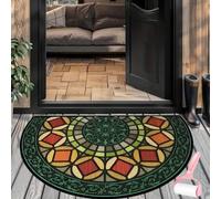 Boho Style Semicircular Door Mat,Half Round Absorbent Carpet,Front Door Entryway Rug,Easy Clean Non Slip Soft Floor Carpet for Indoor Outdoor Entrance Bathroom Dorm