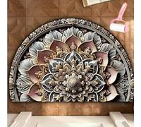 Boho Style Semicircular Door Mat,Half Round Absorbent Carpet,Front Door Entryway Rug,Easy Clean Non Slip Soft Floor Carpet for Indoor Outdoor Entrance Bathroom Dorm