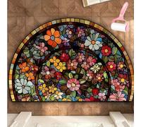 Boho Style Semicircular Door Mat,Half Round Absorbent Carpet,Front Door Entryway Rug,Easy Clean Non Slip Soft Floor Carpet for Indoor Outdoor Entrance Bathroom Dorm
