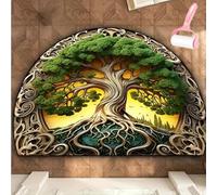 Boho Style Semicircular Door Mat,Half Round Absorbent Carpet,Front Door Entryway Rug,Easy Clean Non Slip Soft Floor Carpet for Indoor Outdoor Entrance Bathroom Dorm