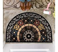 Boho Style Semicircular Door Mat,Half Round Absorbent Carpet,Front Door Entryway Rug,Easy Clean Non Slip Soft Floor Carpet for Indoor Outdoor Entrance Bathroom Dorm