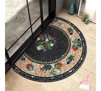 Boho Style Semicircular Door Mat,Half Round Absorbent Carpet,Front Door Entryway Rug,Easy Clean Non Slip Soft Floor Carpet for Indoor Outdoor Entrance Bathroom Dorm