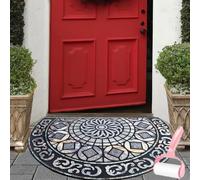 Boho Style Semicircular Door Mat,Half Round Absorbent Carpet,Front Door Entryway Rug,Easy Clean Non Slip Soft Floor Carpet for Indoor Outdoor Entrance Bathroom Dorm