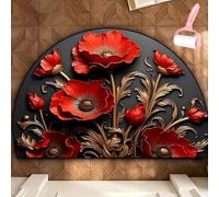 Boho Style Semicircular Door Mat,Half Round Absorbent Carpet,Front Door Entryway Rug,Easy Clean Non Slip Soft Floor Carpet for Indoor Outdoor Entrance Bathroom Dorm