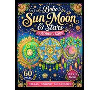 Boho Sun Moon & Stars Coloring Book For Adults & Teens: 60 Beautiful Boho Celestial Colouring Pages for Relaxation