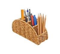 Boho Support de télécommande | Organiseur tissé à 4 compartiments imitation | Support de manette TV pour maison, bureau, studio, salle d'étude, salon, chambre à coucher, table basse, table de chevet