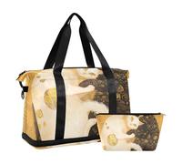 Boho Tai Chi Sac de transport et bagages, chat blanc et noir, avec poche nasale, sangle réglable, sac de sport pour la randonnée, ensemble de 2 pièces pour homme et femme