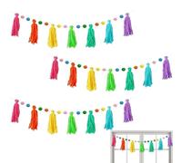 Boho Tassel Garland, Party Supplies for Christmas, 3 Pieces Boho Classroom Garland Decor, Photography School Bulletin Nursery Ceiling Class Library Elementary