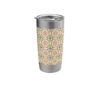 Boho Tile Blanc Gobelet isotherme en acier inoxydable double paroi