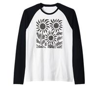 Boho Tournesol foncé Wildflower Floral Botanical Manche Raglan