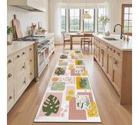 Boho Tropical Feuilles Tapis Cuisine Devant Evier 50x180 cm, Tapis de Cuisine Long Botanique Géométrique Minimaliste Coloré Antidérapant et Lavable, Paillasson Interieur Entree, pour Couloir Passage
