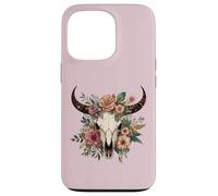 Boho Vache Taureau Crâne Fleurs Wild West Western Cowgirl Texans Coque pour iPhone 13 Pro