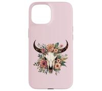 Boho Vache Taureau Crâne Fleurs Wild West Western Cowgirl Texans Coque pour iPhone 15