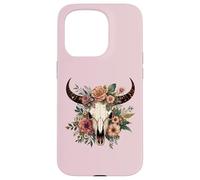 Boho Vache Taureau Crâne Fleurs Wild West Western Cowgirl Texans Coque pour iPhone 15 Pro