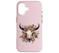 Boho Vache Taureau Crâne Fleurs Wild West Western Cowgirl Texans Coque pour iPhone 16
