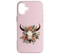 Boho Vache Taureau Crâne Fleurs Wild West Western Cowgirl Texans Coque pour iPhone 16 Plus