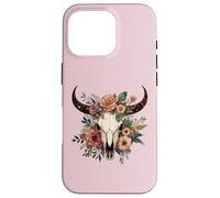 Boho Vache Taureau Crâne Fleurs Wild West Western Cowgirl Texans Coque pour iPhone 16 Pro