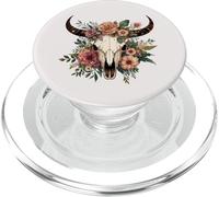 Boho Vache Taureau Crâne Fleurs Wild West Western Cowgirl Texans PopSockets PopGrip pour MagSafe