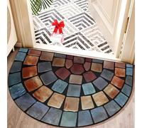 Boho Vintage Half Round Door Mat,Semicircular Absorbent Non Slip Soft Floor Carpet,Indoor Outdoor Semi Circle Entrance Rug for Kitchen Patio Front Door Mat Decor