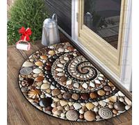 Boho Vintage Half Round Door Mat,Semicircular Absorbent Non Slip Soft Floor Carpet,Indoor Outdoor Semi Circle Entrance Rug for Kitchen Patio Front Door Mat Decor