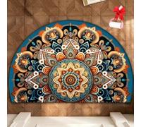 Boho Vintage Half Round Door Mat,Semicircular Absorbent Non Slip Soft Floor Carpet,Indoor Outdoor Semi Circle Entrance Rug for Kitchen Patio Front Door Mat Decor