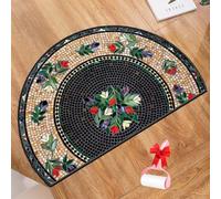 Boho Vintage Half Round Door Mat,Semicircular Absorbent Non Slip Soft Floor Carpet,Indoor Outdoor Semi Circle Entrance Rug for Kitchen Patio Front Door Mat Decor
