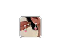Boho Wedding Crystal Tiny Heart Stallings Orecchini DAINTY MINI CZ Orecchini fragola rosa goccia fragole penzolante semplice piccolo fiore bianco floreale scinstine rinestone delicato minimalista