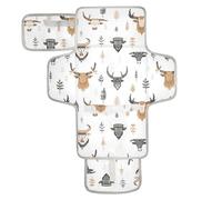 Boho West Highlander Tapis à langer réutilisable avec poche à mouchoirs pour mamans, papas, cambiador de pa?ales para Bebes Marron