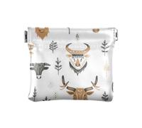 Boho West Highlander Vache Marron Petit porte-monnaie en cuir mignon Mini trousse de maquillage pour femme para monedas
